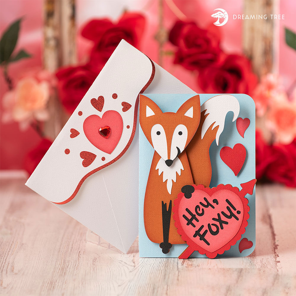 Valentine Fox Card SVG Files